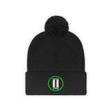 Pause+Pray Lime Green/White Pom Pom Beanie