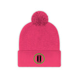 Pause+Pray Lime Green/White Pom Pom Beanie