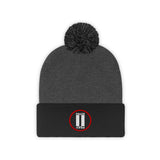 Pause+Pray Red/White Pom Pom Beanie