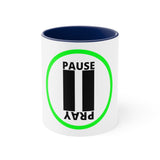 Pause+Pray Green Accent Mug, 11oz