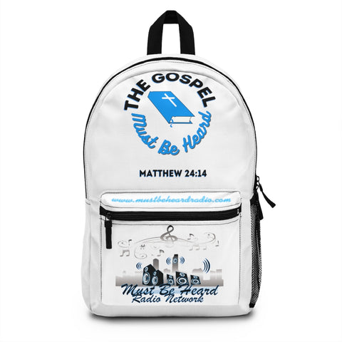 The Gospel Backpack (White & Blue)