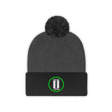 Pause+Pray Lime Green/White Pom Pom Beanie