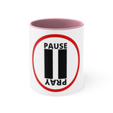 Pause+Pray Red Accent Mug, 11oz