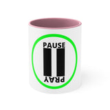 Pause+Pray Green Accent Mug, 11oz