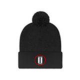 Pause+Pray Red/White Pom Pom Beanie