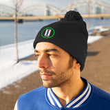 Pause+Pray Lime Green/White Pom Pom Beanie