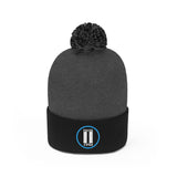 Pause+Pray Turquoise/White Pom Pom Beanie