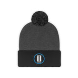 Pause+Pray Turquoise/White Pom Pom Beanie