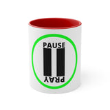 Pause+Pray Green Accent Mug, 11oz